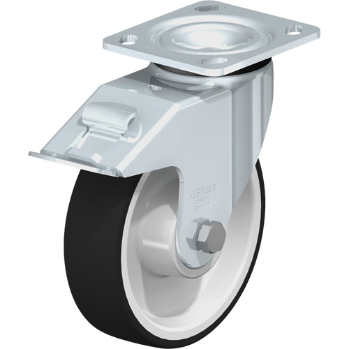 Heavy-Duty Kingpinless Caster, Swivel with Brake, 6-5/16" (160.3375 mm), Thermoplastic Polyurethane, 1210 lbs. (550 kg.) Seaboard Timber Mart