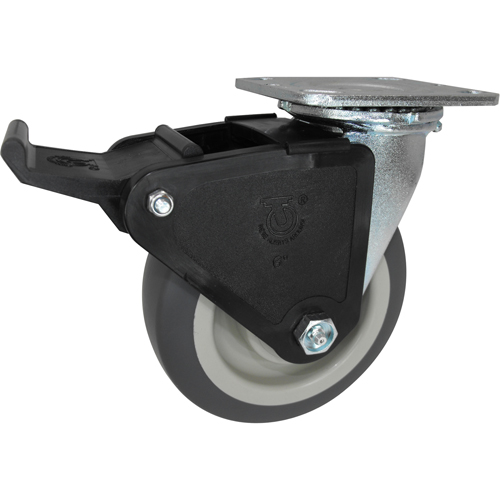 Total Locking Caster, Swivel with Brake, 6-5/16" (160.3375 mm), Rubber, 660 lbs. (300 kg.) Seaboard Timber Mart