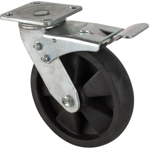 Roulettes haute temp&eacute;rature, Pivotant avec frein, 8" (203,2 mm), Nylon, 1000 lb (453 kg) Seaboard Timber Mart