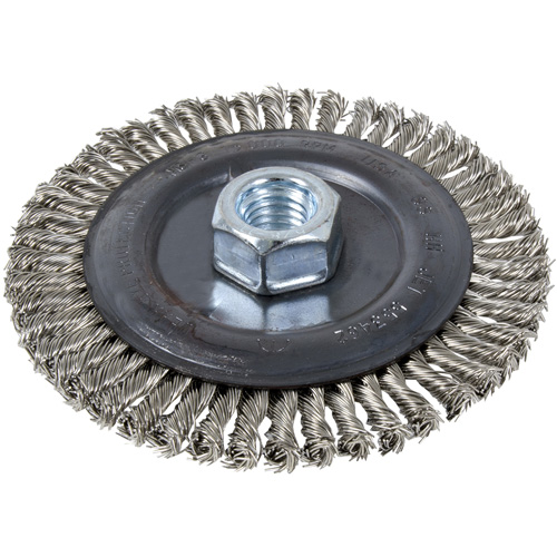 Brosse pour cordon de soudure, Dia. 5", Fils 0,022", Arbre 5/8"-11, Acier inoxydable Seaboard Timber Mart