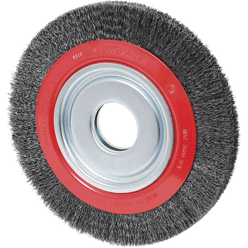 Crimped Wire Wheel, 6" Dia., 0.02" Fill, 1/2"/2"/5/8" Arbor Seaboard Timber Mart