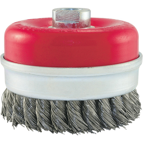 Brosse boisseau &agrave; fils li&eacute;s et nou&eacute;s, 4" dia. x 5/8"-11 arbre Seaboard Timber Mart