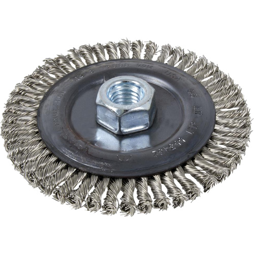 Brosse pour cordon de soudure, Dia. 4", Fils 0,022", Arbre 5/8"-11, Acier inoxydable Seaboard Timber Mart