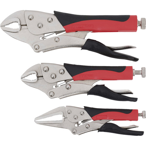 Cushion Grip Locking Plier Set, 6"/10"/7" Length, Curved Jaw/Long Nose Seaboard Timber Mart