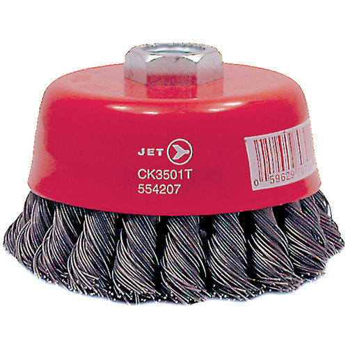 Brosse boisseau &agrave; fils nou&eacute;s torsad&eacute;s haute performance CK3501T, Dia. 3-1/2", Fils 0,02", Arbre 5/8"-11, Acier Seaboard Timber Mart