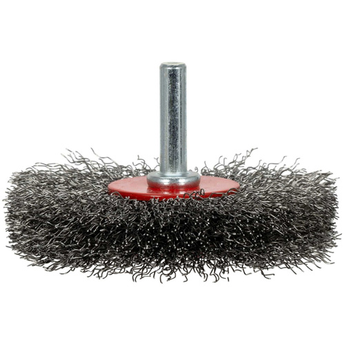 Brosse radiale &agrave; fils cr&ecirc;p&eacute;s mont&eacute; sur mandrin ER300-12, 3", Fils ,012" Seaboard Timber Mart