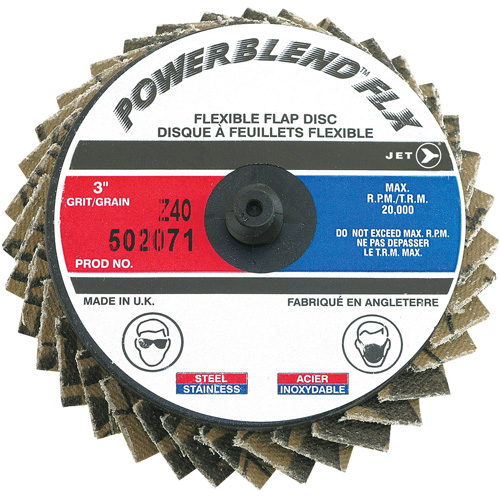 Disque &agrave; lamelles &agrave; rouler Powerblend FLX, 3" x Type R, Grain Z40, Alumine de zirconium Seaboard Timber Mart