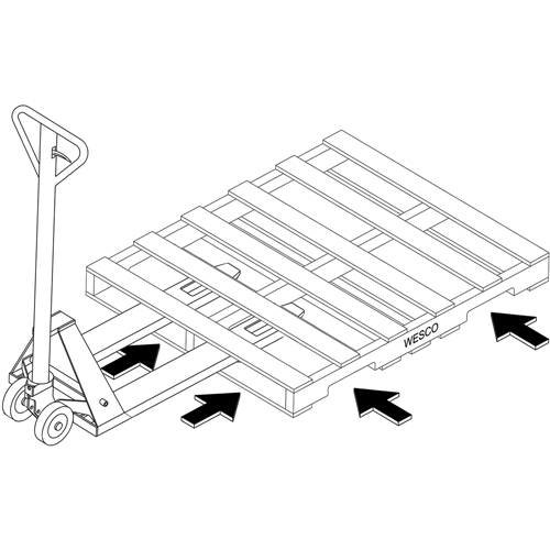 Transpalette hydraulique &agrave; 4 entr&eacute;es, 48" l x 7" la, Capacit&eacute; 4000 lb Seaboard Timber Mart