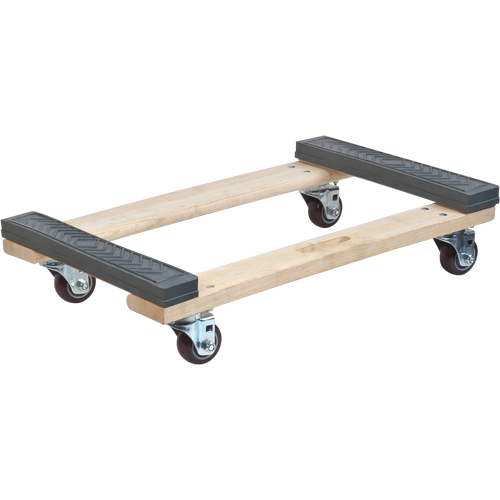 Rubber Ends Hardwood Dolly, Wood Frame, 18" W x 24" D x 7" H, 1000 lbs. Capacity Seaboard Timber Mart