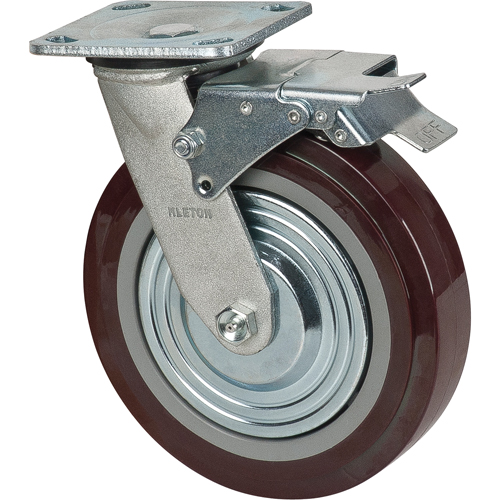 Roulette, Pivotant avec frein, 8" (203,2 mm), Polyur&eacute;thane, 1000 lb (453,6 kg) Seaboard Timber Mart
