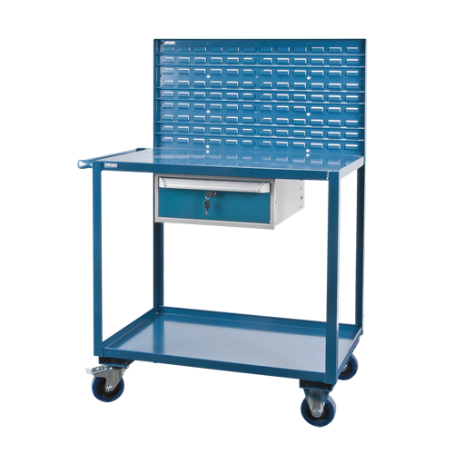 Mobile Service Cart, 2 Tiers, 24" W x 57" H x 40" D, 1200 lbs. Capacity Seaboard Timber Mart