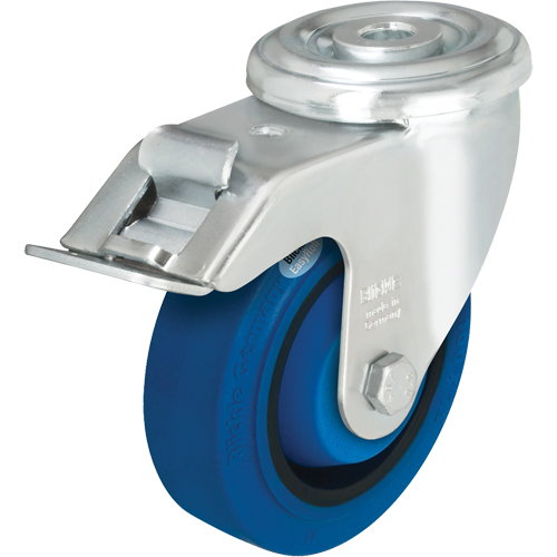 Hard Rubber Caster, Swivel with Brake, 4" Dia., 330 lbs. (149.685 kg.) Capacity Seaboard Timber Mart