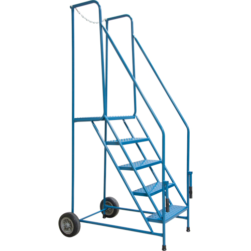 Trailer Access Rolling Ladder with Rails, 4 Steps, 22" Step Width, 37" Platform Height, Steel Seaboard Timber Mart