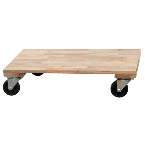 Solid Platform Wood Dolly, Rubber Wheels, 1200 lbs. Capacity, 24" W x 36" D x 7" H Seaboard Timber Mart