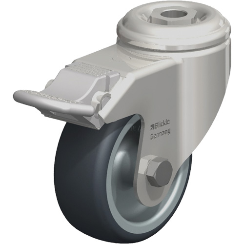 Stainless Steel Thermoplastic Elastomer Caster, Swivel with Brake, 3-1/8" (79.5 mm) Dia., 220 lbs. (100 kg.) Capacity Seaboard Timber Mart