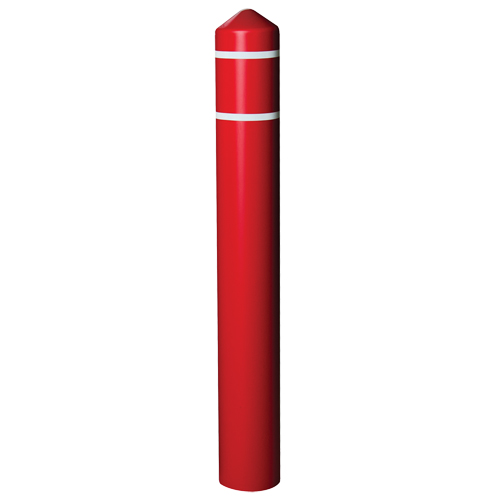 Smooth Bollard Cover With Reflective Stripes, 6" Dia. x 56" L, Red Seaboard Timber Mart