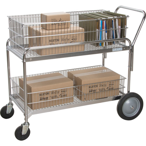 Chariot de bureau en treillis m&eacute;tallique pour le courrier, 250 lb Capacit&eacute;, Chrome, 23" p x 42" la x 38" h, Chrom&eacute; Seaboard Timber Mart