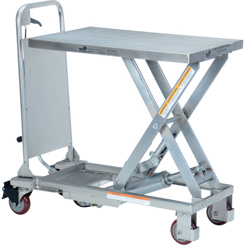 Manual Hydraulic Scissor Lift Table, 27-1/2" L x 17-5/8" W, Partial Stainless Steel, 400 lbs. Capacity Seaboard Timber Mart
