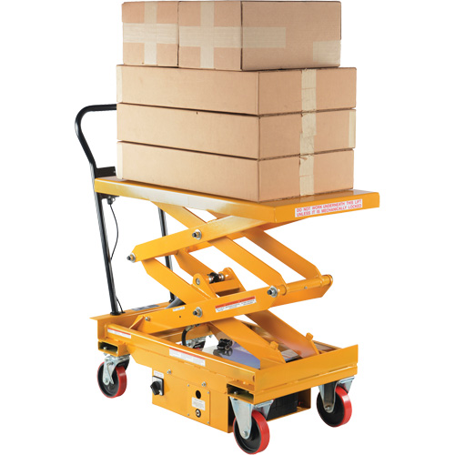 DC Powered Hydraulic Scissor Lift Elevating Cart, Steel, 39-3/4" L x 20-1/2" W, 1000 lbs. Capacity Seaboard Timber Mart