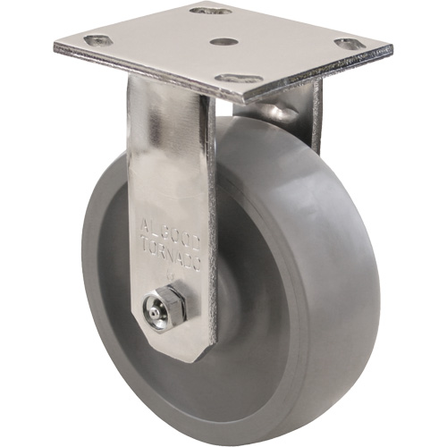 Max9 Caster, Rigid with Brake, 6" (152.4 mm), Envirothane Grey-WOW, 1100 lbs. (498.95 kg.) Seaboard Timber Mart
