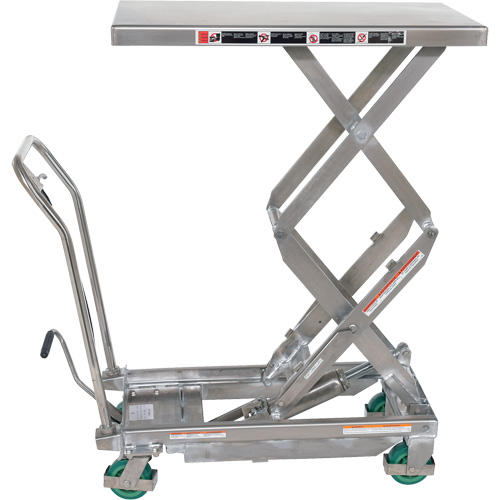Manual Hydraulic Scissor Lift Table, 36-1/4" L x 19-3/8" W, Stainless Steel, 600 lbs. Capacity Seaboard Timber Mart