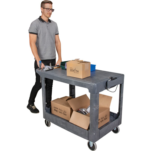 Flat-Shelf Utility Service Cart, 2 Tiers, 25-1/4" x 32-1/4" x 44", 550 lbs. Capacity Seaboard Timber Mart