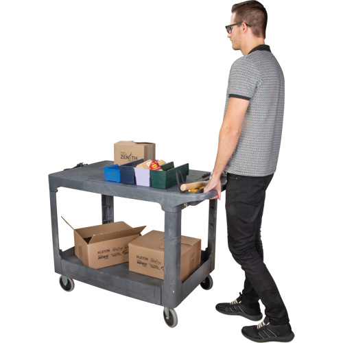 Flat-Shelf Utility Service Cart, 2 Tiers, 25-1/4" x 32-1/4" x 44", 550 lbs. Capacity Seaboard Timber Mart