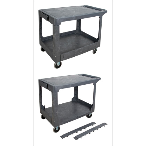 Flat-Shelf Utility Service Cart, 2 Tiers, 25-1/4" x 32-1/4" x 44", 550 lbs. Capacity Seaboard Timber Mart