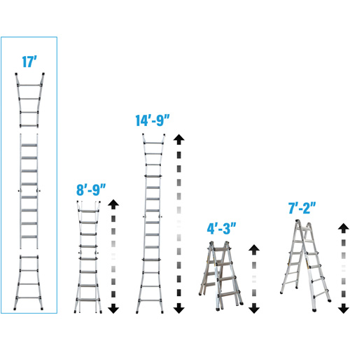 Telescoping Multi-Position Ladder, Aluminum, 300 lbs., CSA Grade 1A Seaboard Timber Mart