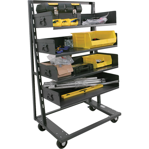 Single-Sided Heavy Duty A-Frame Cart with 4 Large Trays, 38" x 25" x 63", 2500 lbs. Capacity Seaboard Timber Mart