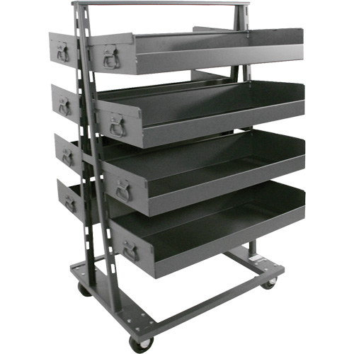 Double-Sided Heavy Duty A-Frame Cart with 8 Large Lipped Trays, 38" x 30" x 63", 2500 lbs. Capacity Seaboard Timber Mart