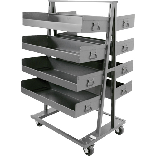 Double-Sided Heavy Duty A-Frame Cart with 8 Large Lipped Trays, 38" x 30" x 63", 2500 lbs. Capacity Seaboard Timber Mart