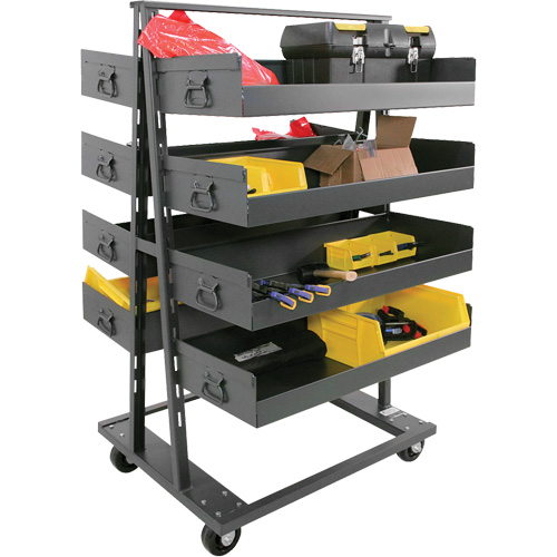 Double-Sided Heavy Duty A-Frame Cart with 8 Large Lipped Trays, 38" x 30" x 63", 2500 lbs. Capacity Seaboard Timber Mart