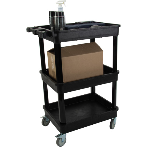 Utility Cart with Deep Lip Shelf, 3 Tiers, 19" x 39-1/2" x 28-1/4", 330 lbs. Capacity Seaboard Timber Mart