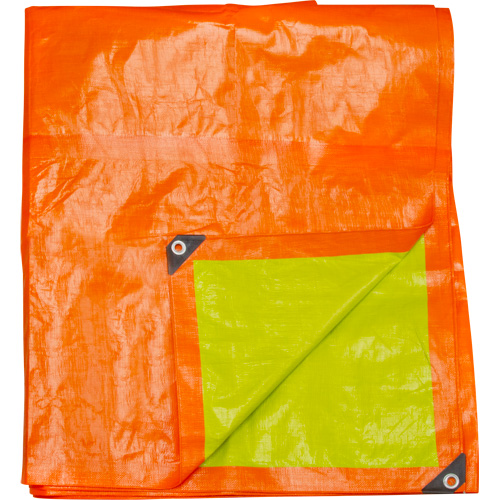 B&acirc;che tiss&eacute;e robuste haute visibilit&eacute;, Poly&eacute;thyl&egrave;ne, Vert/Orange, 16' x 20' x 12 mils Seaboard Timber Mart