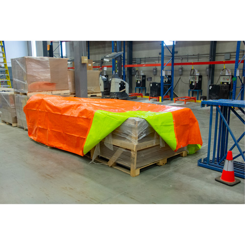 B&acirc;che tiss&eacute;e robuste haute visibilit&eacute;, Poly&eacute;thyl&egrave;ne, Vert/Orange, 16' x 20' x 12 mils Seaboard Timber Mart