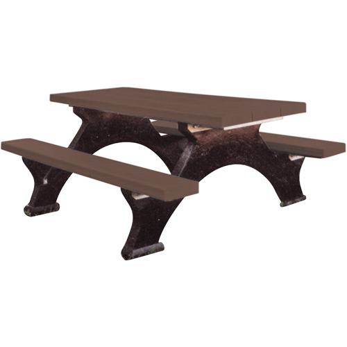 Recycled Plastic Picnic Tables, 8' L x 62-1/4" W, Brown Seaboard Timber Mart