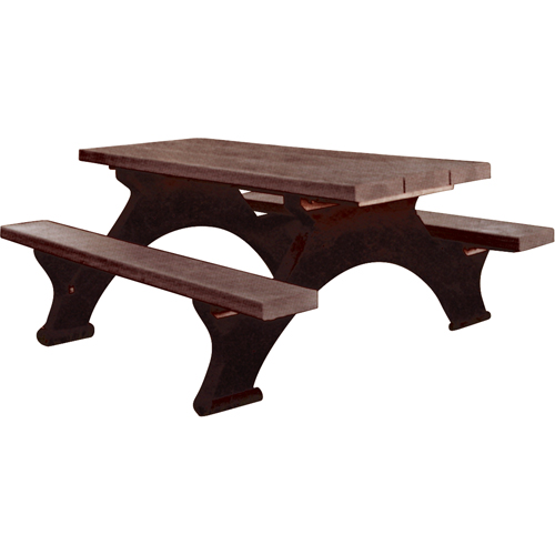 Recycled Plastic Picnic Tables, 8' L x 61-1/2" W, Brown Seaboard Timber Mart