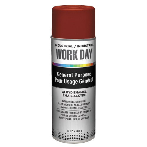Peinture industrielle Work Day, Rouge, Tr&egrave;s mat, 10 oz, Canette a&eacute;rosol Seaboard Timber Mart