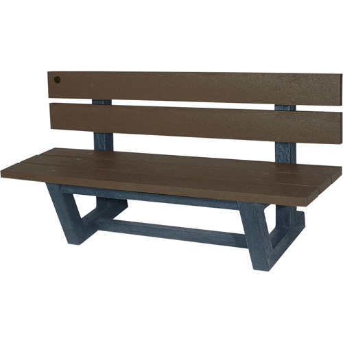 Outdoor Park Benches, Recycled Plastic, 72" L x 23-3/16" W x 29-13/16" H, Umber Seaboard Timber Mart
