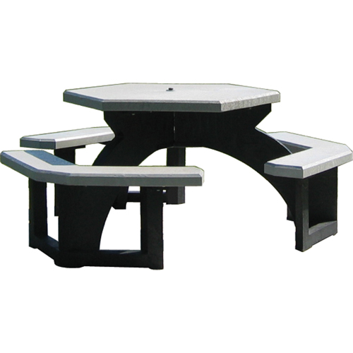 Tables de pique-nique hexagonales en plastique recycl&eacute;, 78" lo x 78" la, Gris Seaboard Timber Mart