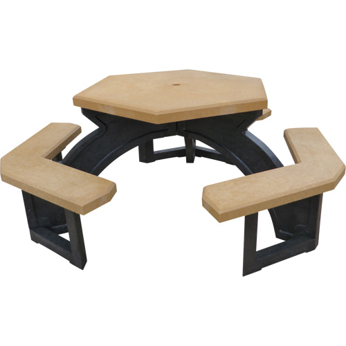 Tables de pique-nique hexagonales en plastique recycl&eacute;, 78" lo x 78" la, C&egrave;dre Seaboard Timber Mart