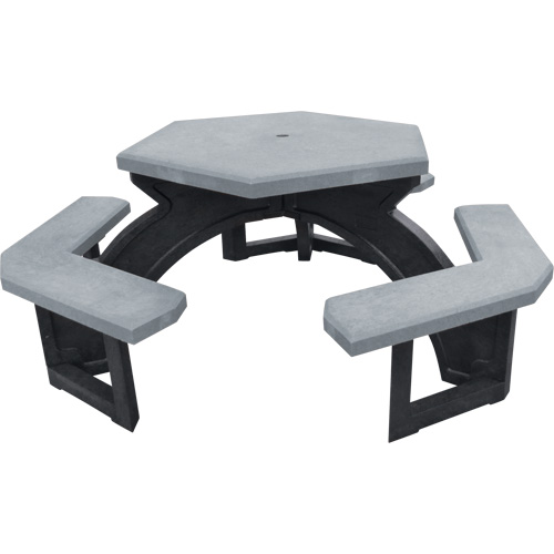 Recycled Plastic Hexagon Picnic Tables, 78" L x 78" W, Grey Seaboard Timber Mart