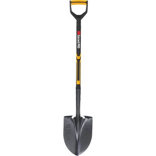 Pro Round Point Shovel, Tempered Steel Blade, Fibreglass, D-Grip Handle Seaboard Timber Mart