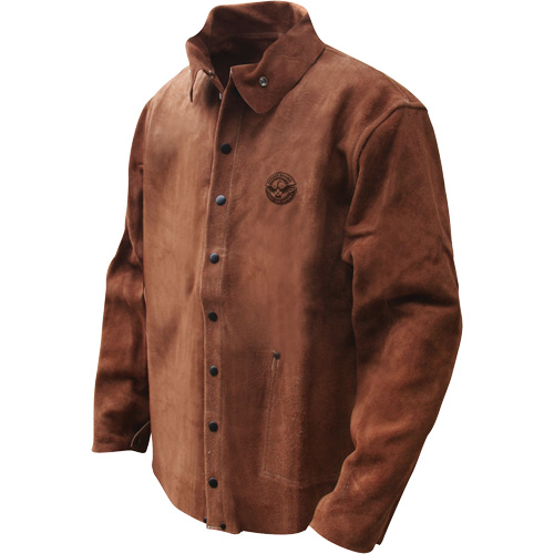 Veste de soudage en cuir fleur de vache refendu Gander Brand, Cuir, Moyen, Brun Seaboard Timber Mart
