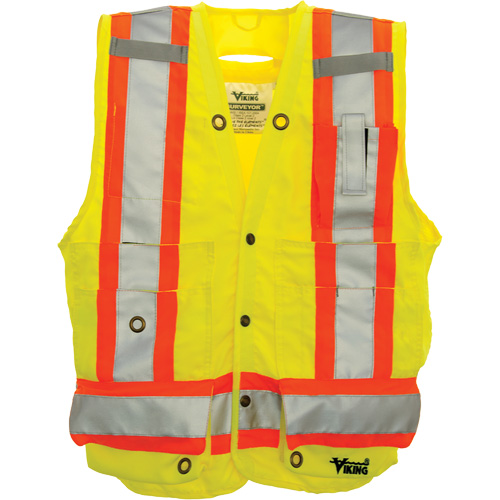 Surveyor Safety Vest, High Visibility Lime-Yellow, Large, Polyester Seaboard Timber Mart