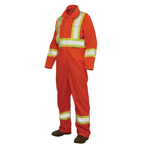 Unlined Safety Coveralls, Large, High Visibility Orange Seaboard Timber Mart
