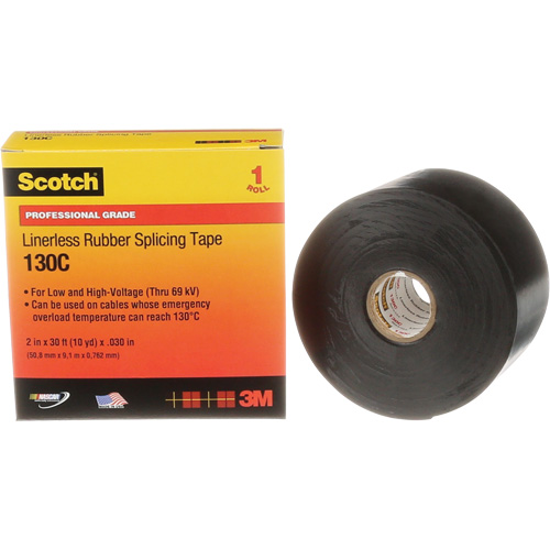 Scotch&reg; Professional Grade Linerless Rubber Splicing Tape, 50.8 mm (2") W x 9 m (30') L, 30 mils, Black Seaboard Timber Mart