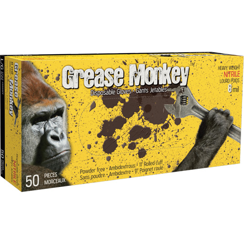Grease Monkey&reg; Gloves, Large, Nitrile, 8-mil, Powder-Free, Black Seaboard Timber Mart
