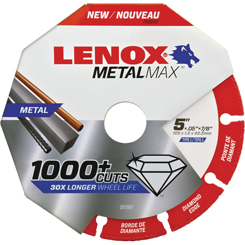 Meule de tronçonnage des m&eacute;taux MetalMax, 5" x 0,05", Arbre de 7/8", Type 1, Losange, 12 200 Tr/min Seaboard Timber Mart